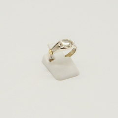 ANILLO SELLO DE HOMBRE HUECO PLATA CON APLIQUE DE ORO D49