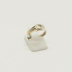 ANILLO SELLO DE HOMBRE HUECO PLATA CON APLIQUE DE ORO D51