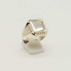 ANILLO SELLO DE HOMBRE HUECO PLATA CON APLIQUE DE ORO D6