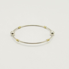 ESCLAVA PLATA CON APLIQUE DE ORO Y 2 BOLAS MEDIANAS 65MM