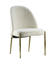 Cadeira Carmine em tom branco com pernas douradas, ideal para ambientes elegantes e modernos.