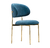 Cadeira Eloá em veludo azul com estrutura dourada, ideal para ambientes modernos e elegantes.