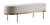 Banco Leme Dourado com design elegante, estrutura em metal dourado e estofado em tecido claro.