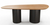 Mesa de jantar orgânica Liv com tampo em madeira e bases em metal.