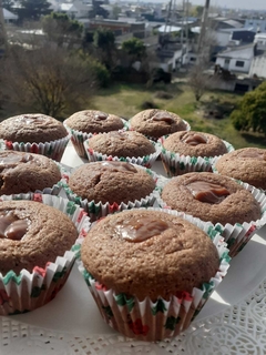 Muffins chocolate con corazon de dulce de leche
