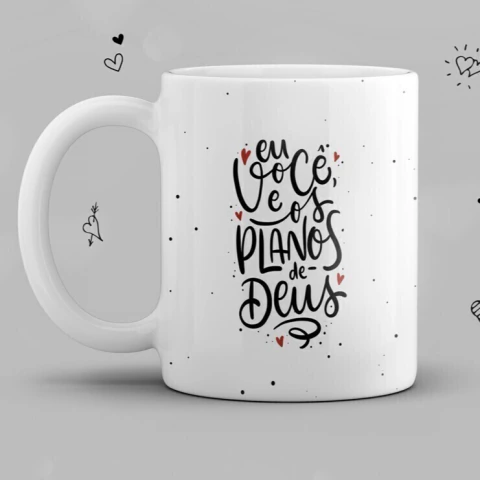 Caneca Porcelana Namorados (Eu você e os Planos de Deus)