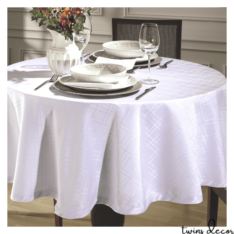 Toalha De Mesa Redonda 4 lugares Requinte Branca - comprar online