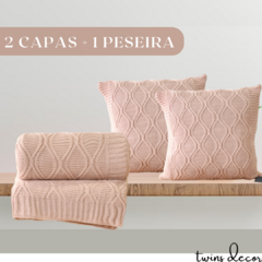 Kit Capas De Almofada e Peseira Tricot Rose