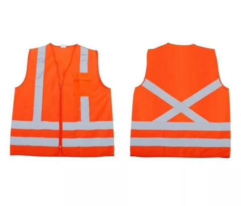 COLETE LARANJA VICSA REFLETIVO C/ 1 BOLSO