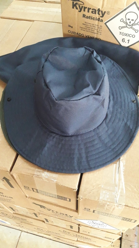 CHAPEU DE PROTEÇÃO SOLAR C/ PESCOCEIRA E CORDINHA CINZA