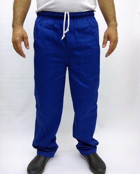 CALÇA BRIM LEVE LETECK AZUL ROYAL 3 BOLSO ELASTICO TOTAL C/ CORDÃO