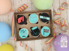 Caja de 6 Cupcakes F1 - Mercedes - EnVio detalles