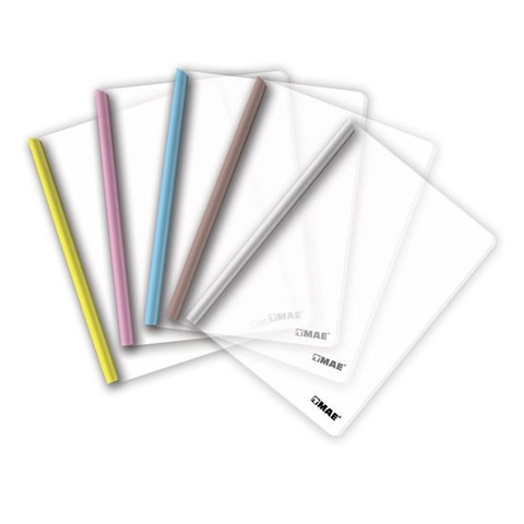 MAE FOLDER TRANSPARENTE CARTA CON COSTILLA DE COLOR 10 PZAS