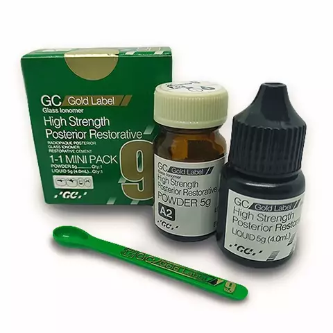 Ionómero de alta resistencia GC 9, Gold Label, Avío: 5g. + 2.4ml. GC Fuji