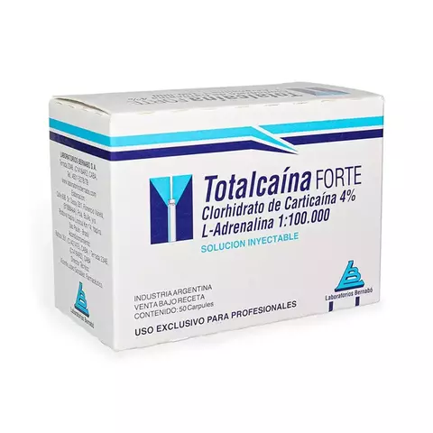 Anestesia Totalcaína Forte, carpules plásticos x 50u. Bernabó