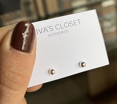 Aritos bolita acero blanco - comprar online