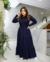 Vestido Isabella Manga Longa- Azul Marinho