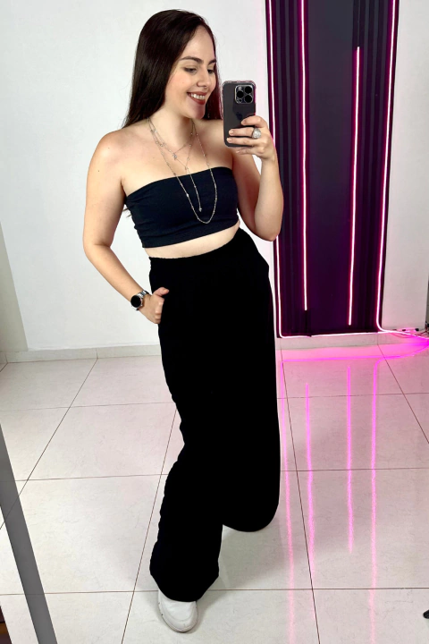 Calça Pantalona de Elástico em Viscose - comprar online