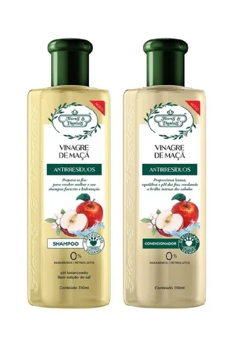 Kit Flores E Vegetais Shampoo+Cond Vinagre de Maça 310ml
