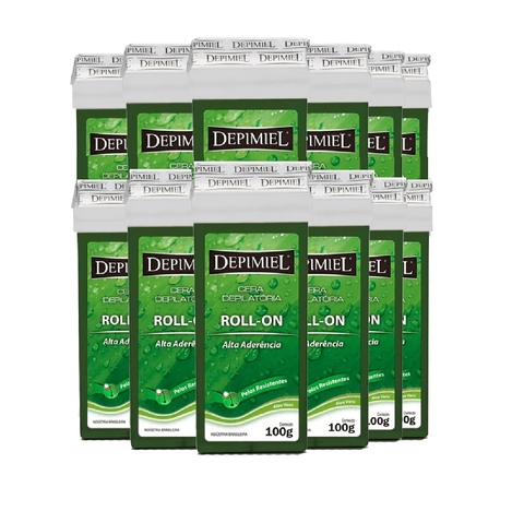 Kit 12 Cera Depilatória Depimiel Roll-on Alta Aderência 100g