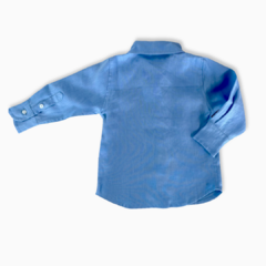 CAMISA LINHO INFANTIL AZUL SERENITY - loja online