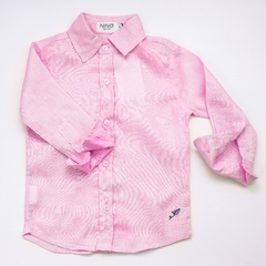 CAMISA LINHO INFANTIL ROSA CHICLETE