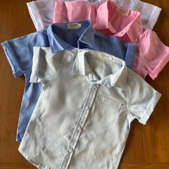 CAMISA LINHO INFANTIL MANGA CURTA ROSA na internet