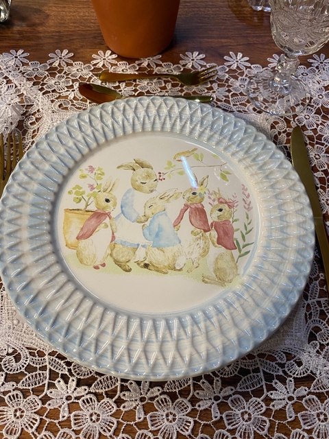 Prato Jantar Páscoa Coelho Azul - 28 cm Unitário