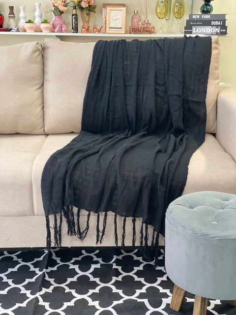 Manta para Sofá Preta