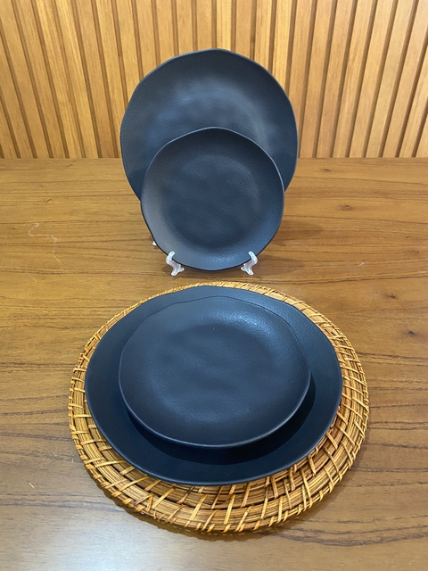 Conjunto de Pratos de Jantar Organic Matte Preto - Porto Brasil