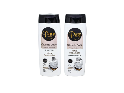 Kit Shampoo 300ml + Condicionador 260ml Óleo de Coco Poty Cosméticos
