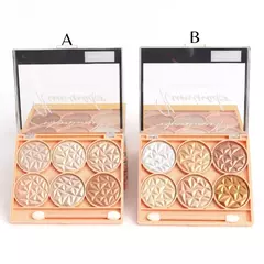Paleta Iluminador 6 Cores Ruby Bronze Glow e Pincel Sombras Rose Maquiagem Febella na internet