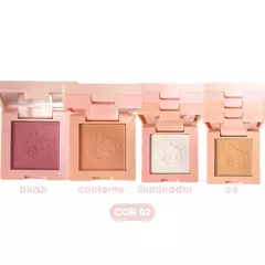 Mini Quarteto- Blush, Contorno, Iluminador, Pó e espelho- Lua e Neve - loja online