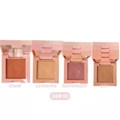 Mini Quarteto- Blush, Contorno, Iluminador, Pó e espelho- Lua e Neve