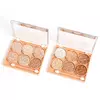 Paleta Iluminador 6 Cores Ruby Bronze Glow e Pincel Sombras Rose Maquiagem Febella