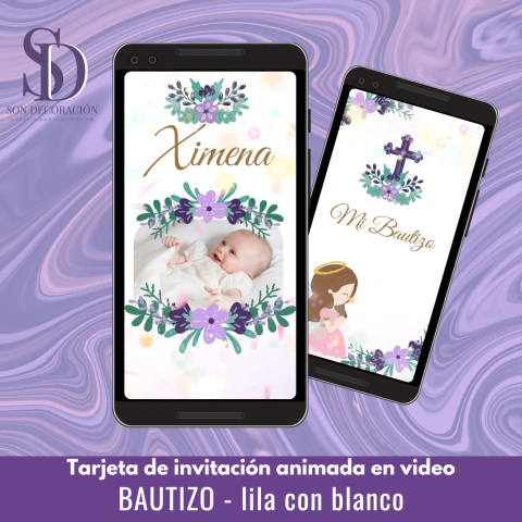 Bautizo, lila con blanco