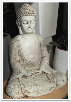 BUDA SENTADO MANTO HOJA CM RESINA - comprar online