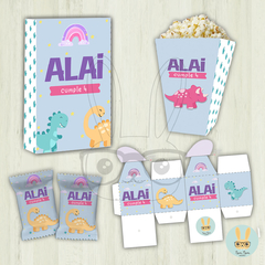 Kit imprimible dinosaurios infantiles en tono pastel - comprar online