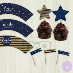 Kit imprimible estrellas azul y dorado en internet
