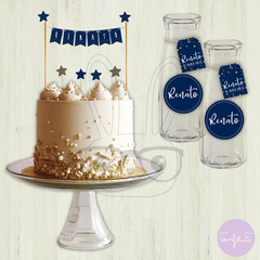 Kit imprimible estrellas azul y dorado - Confetuti