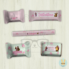 Kit imprimible Masha y el oso en color rosa - tienda online