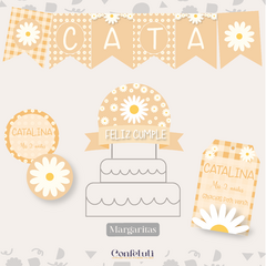 Kit imprimible Margaritas - Naranja - comprar online