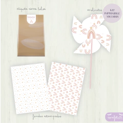 Kit imprimible arcoiris nordico rosa pastel - comprar online