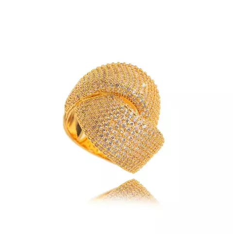 Anel Semijoia Entrelaçado Micro Zircônia