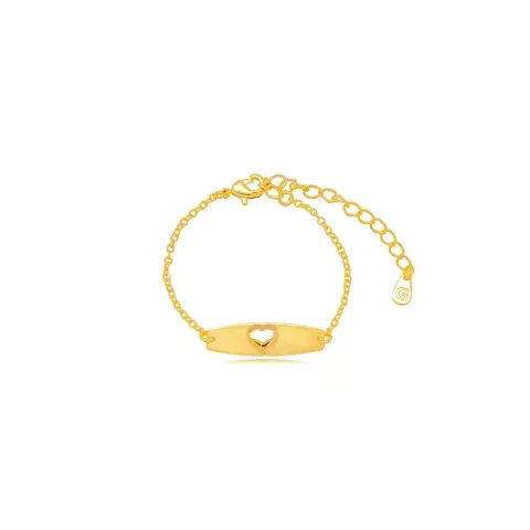 Pulseira Semijoia Infantil Placa Coração Lisa