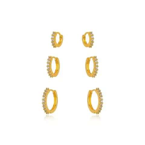 Brinco Trio Argola Micro Zircônia