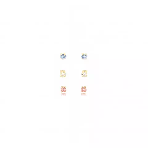 Brinco Semijoia 3 Furos Ponto de Luz Colorido