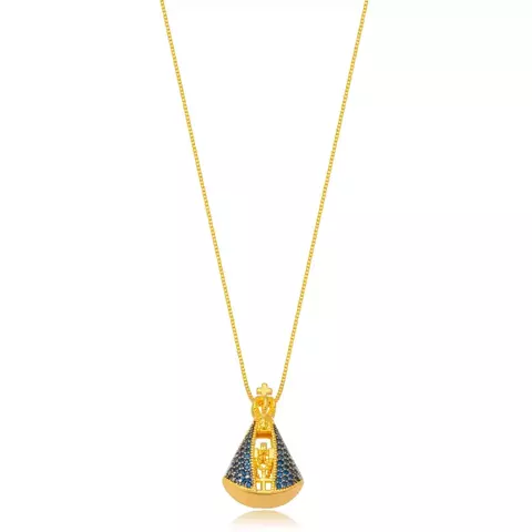 Colar Nossa Senhora Dupla Face Cravejado com Micro Zircônias