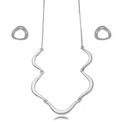 Conjunto Semijoia Ródio Branco Liso