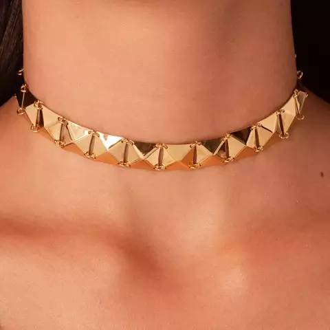 Choker Spike Liso Banhado á Ouro 18K